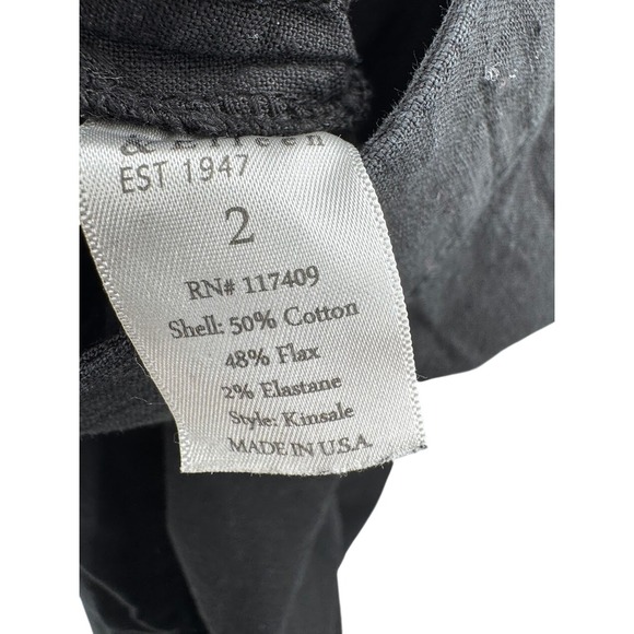 Frank & Eileen Kinsale Black Italian Power Linen Cropped Raw Hem Pants Size 2 - Picture 9 of 10